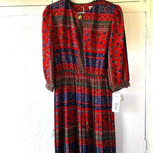 Vintage Lady Carole Petites 80s Paisley Dress - New